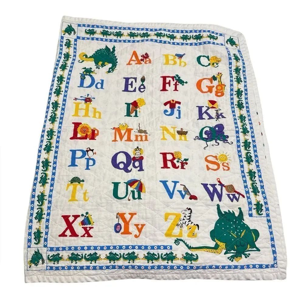 vintage Dormisette alphabet ABC baby toddler blanket EUC